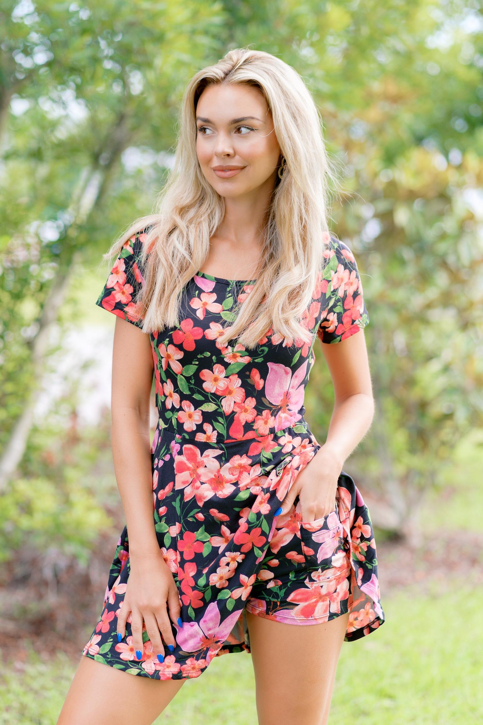 Neon Bloom Romper Dress Product Image