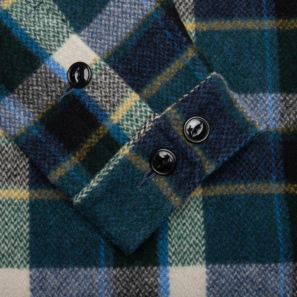 Smokey Wool Melton Plaid Shirt - Green Male Product Image