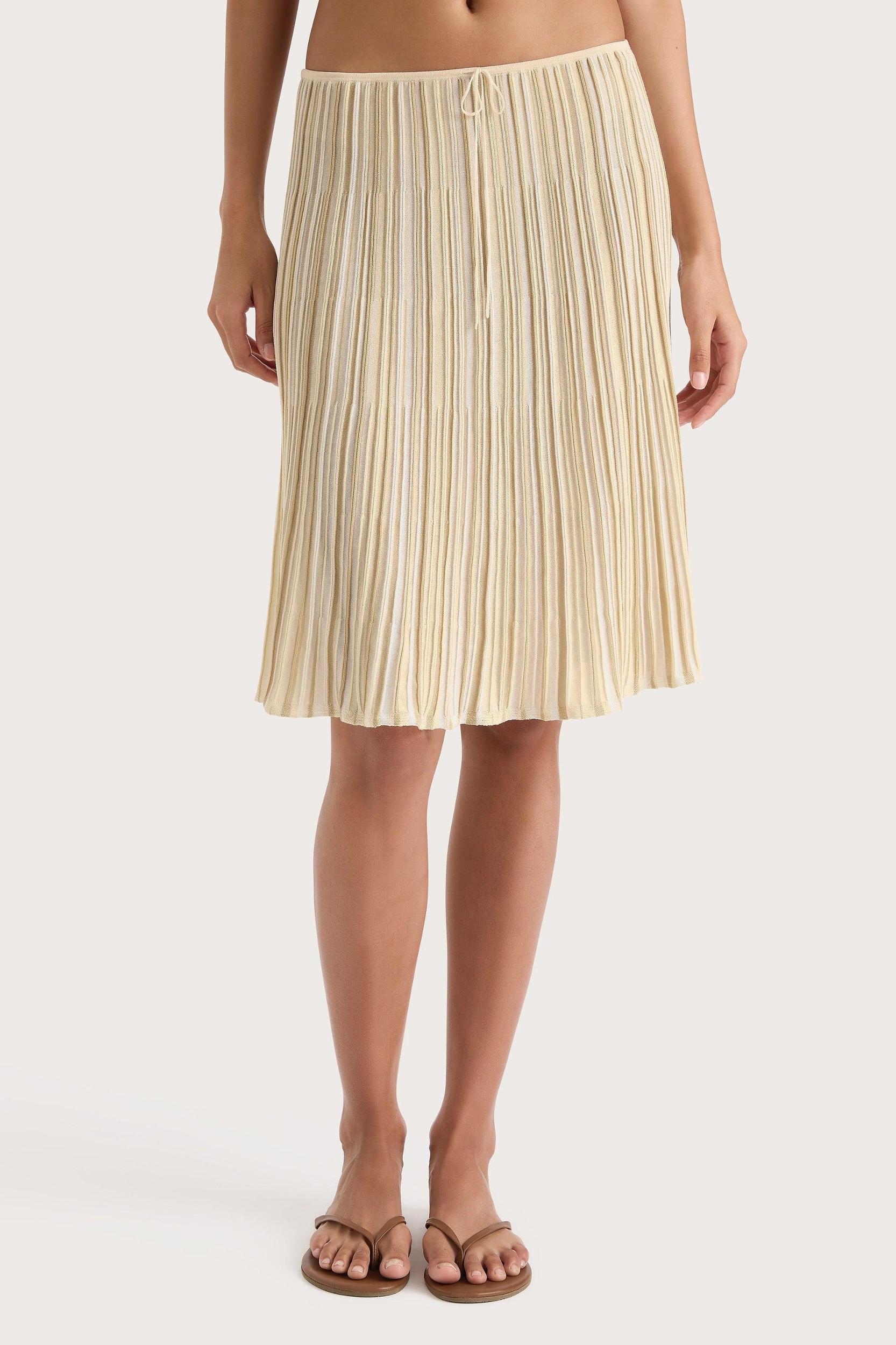 Citara Drawstring Skirt Butter Stripe - Final Sale Product Image