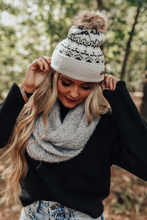 Colorado Cutie Faux Fur Pom Beanie in Light Grey Product Image