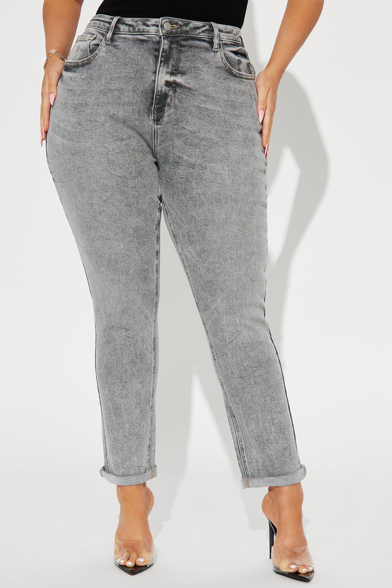 Listen To Me 90's High Rise Mom Jeans - Grey Product Image