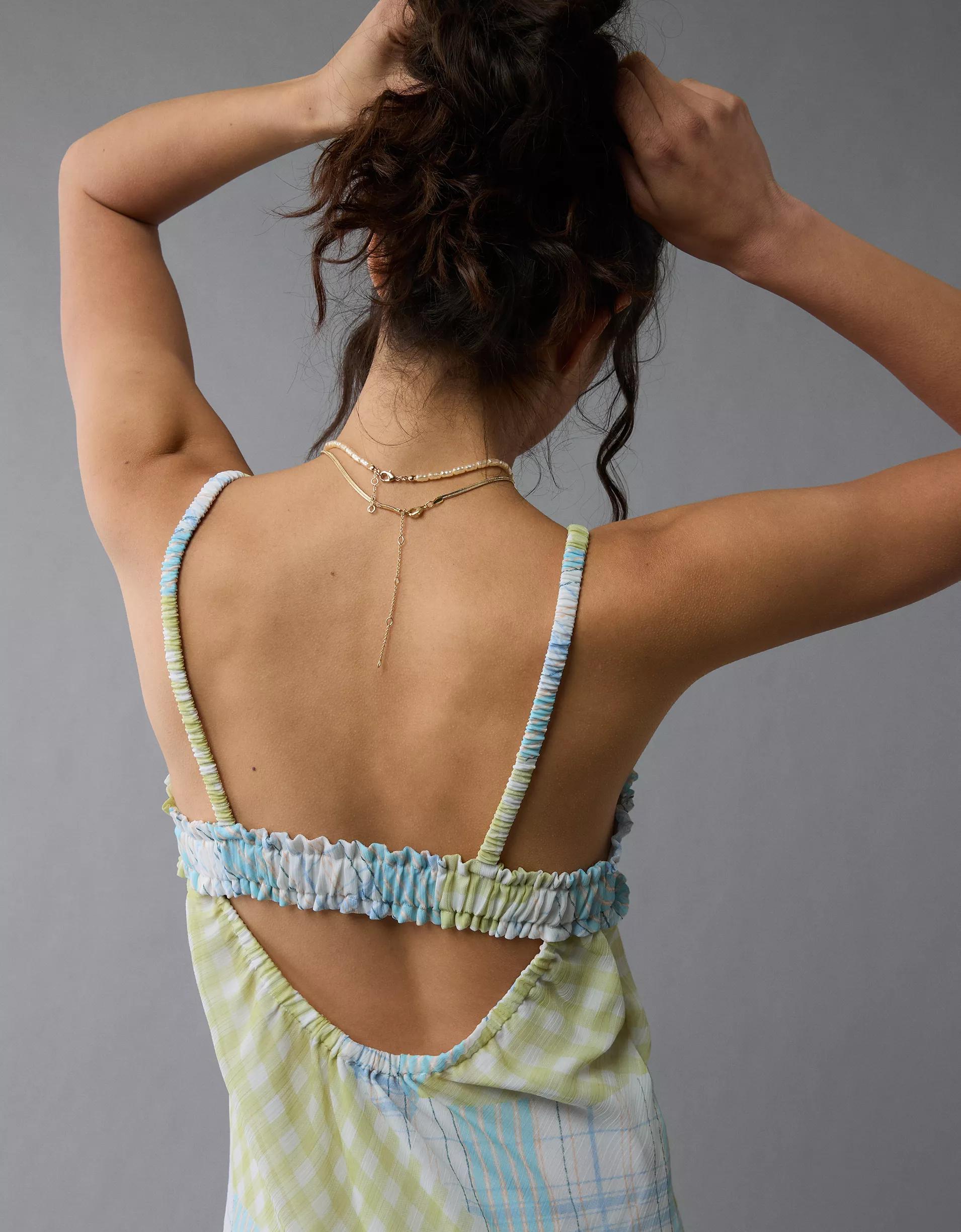 AE V-Neck Ruffle Midi Slip Dress Product Image