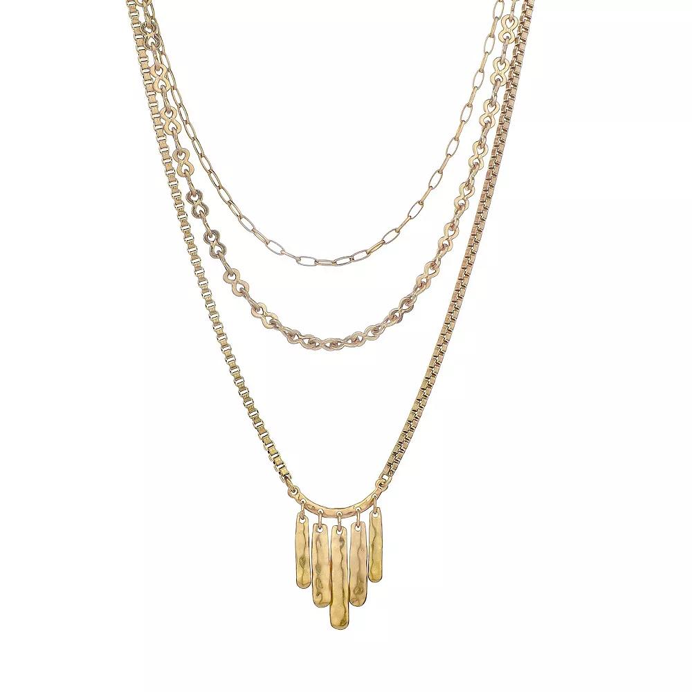 Bella Uno Gold Tone Silver Plated Layered Fan Necklace, Women's, Size: 18/19/22+3 Product Image