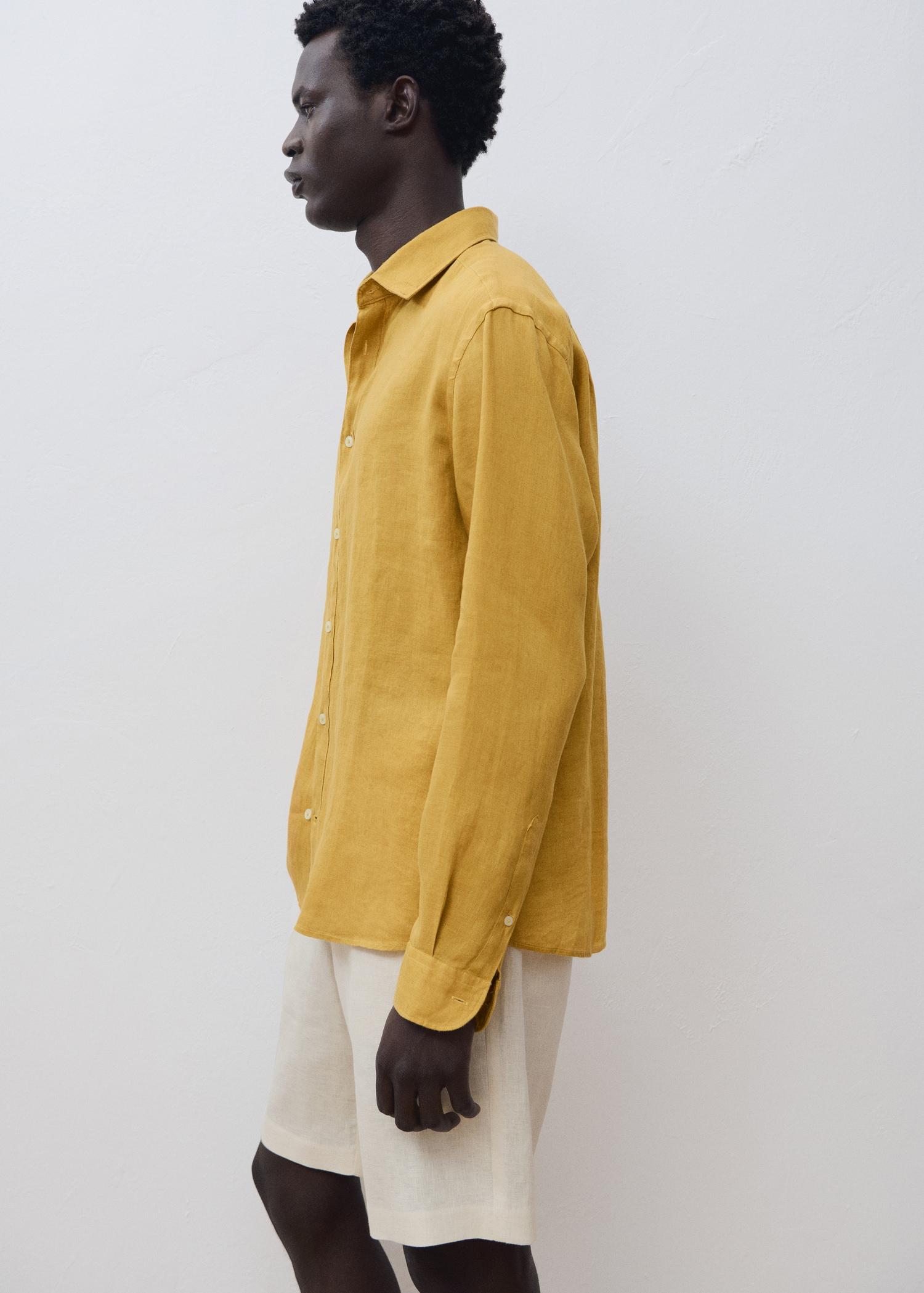 Linen 100% shirt - Men | MANGO USA Product Image