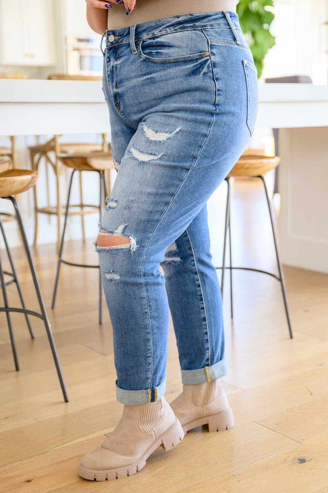 Ashley Hi-Waist Destroyed Boyfriend Jeans (Online Exclusive) Product Image