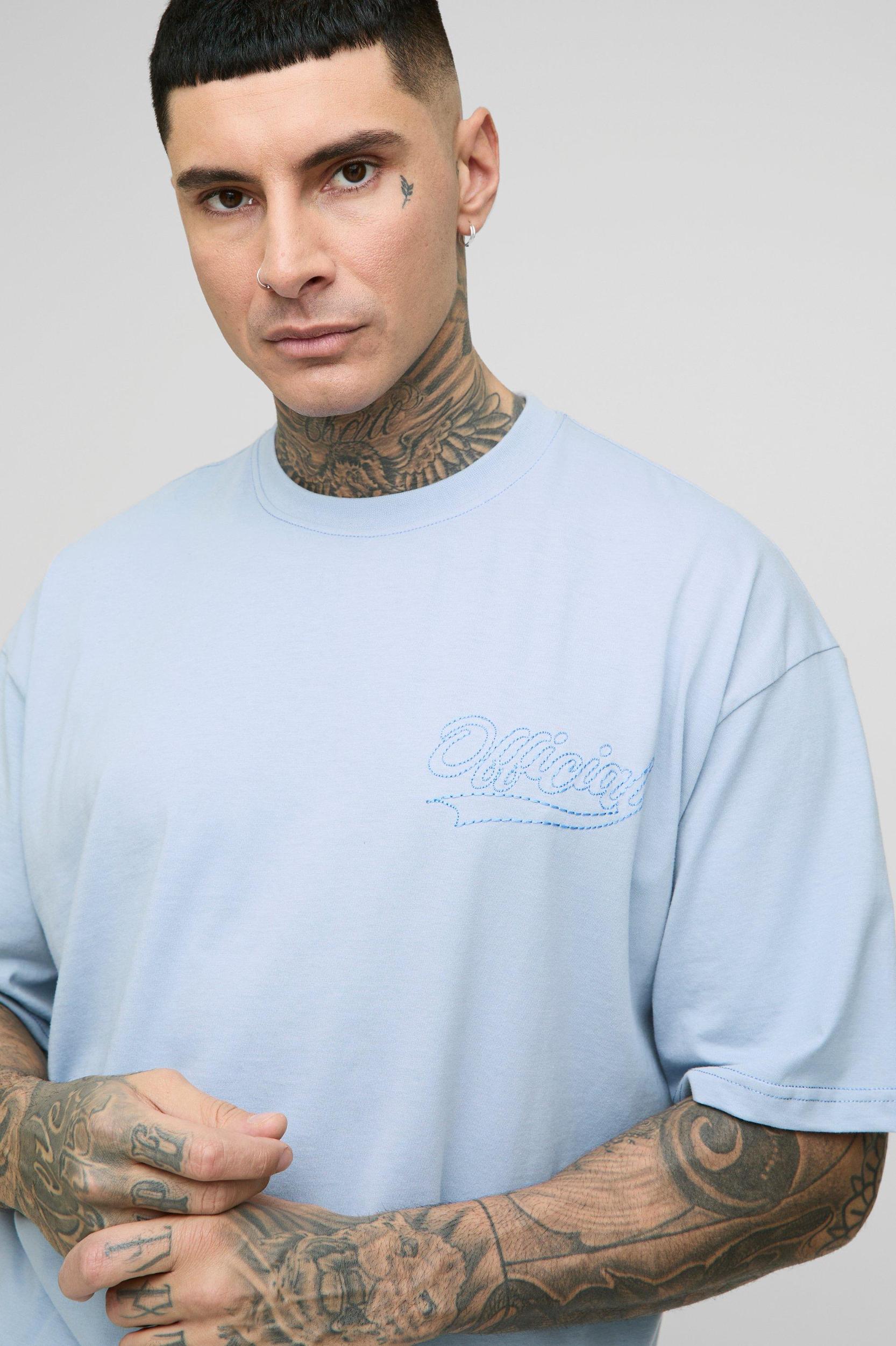 Tall Oversized Boxy Official Contrast Stitch T-Shirt | boohooMAN USA Product Image