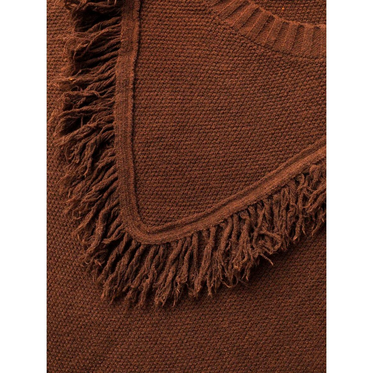 Plus Size Tassel-Front High Neck Pullover DarkBrown Women Casual Long Sleeve Round Neck Everyday Pullovers BloomChic 18-20/2X Product Image