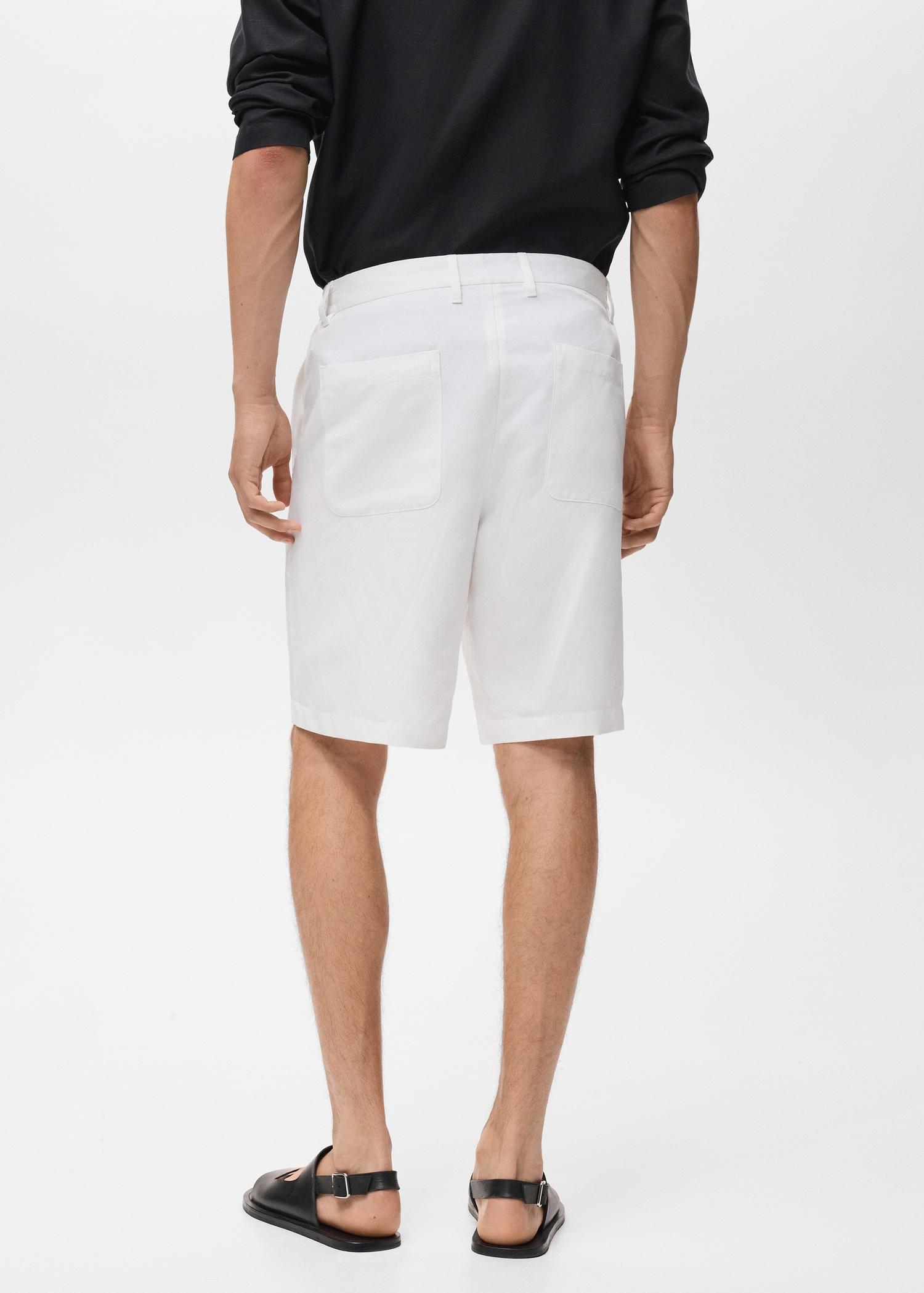 Linen-blend shorts with an elastic waistband - Men | MANGO USA Product Image