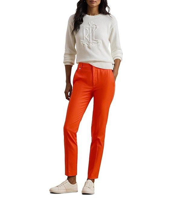 Lauren Ralph Lauren Double Faced Stretch Cotton Mid Rise Skinny Pants Product Image