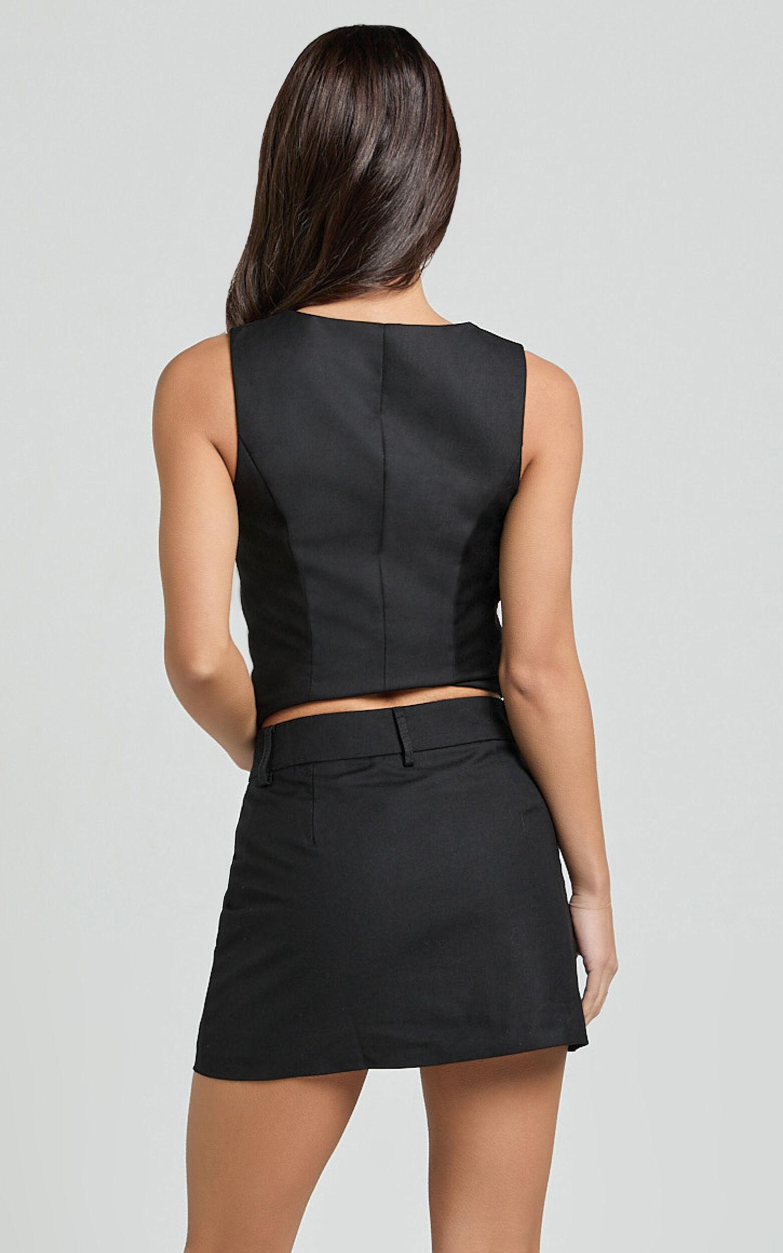 Desi Mini Skirt - Tailored Mid Waisted Skirt in Black Product Image