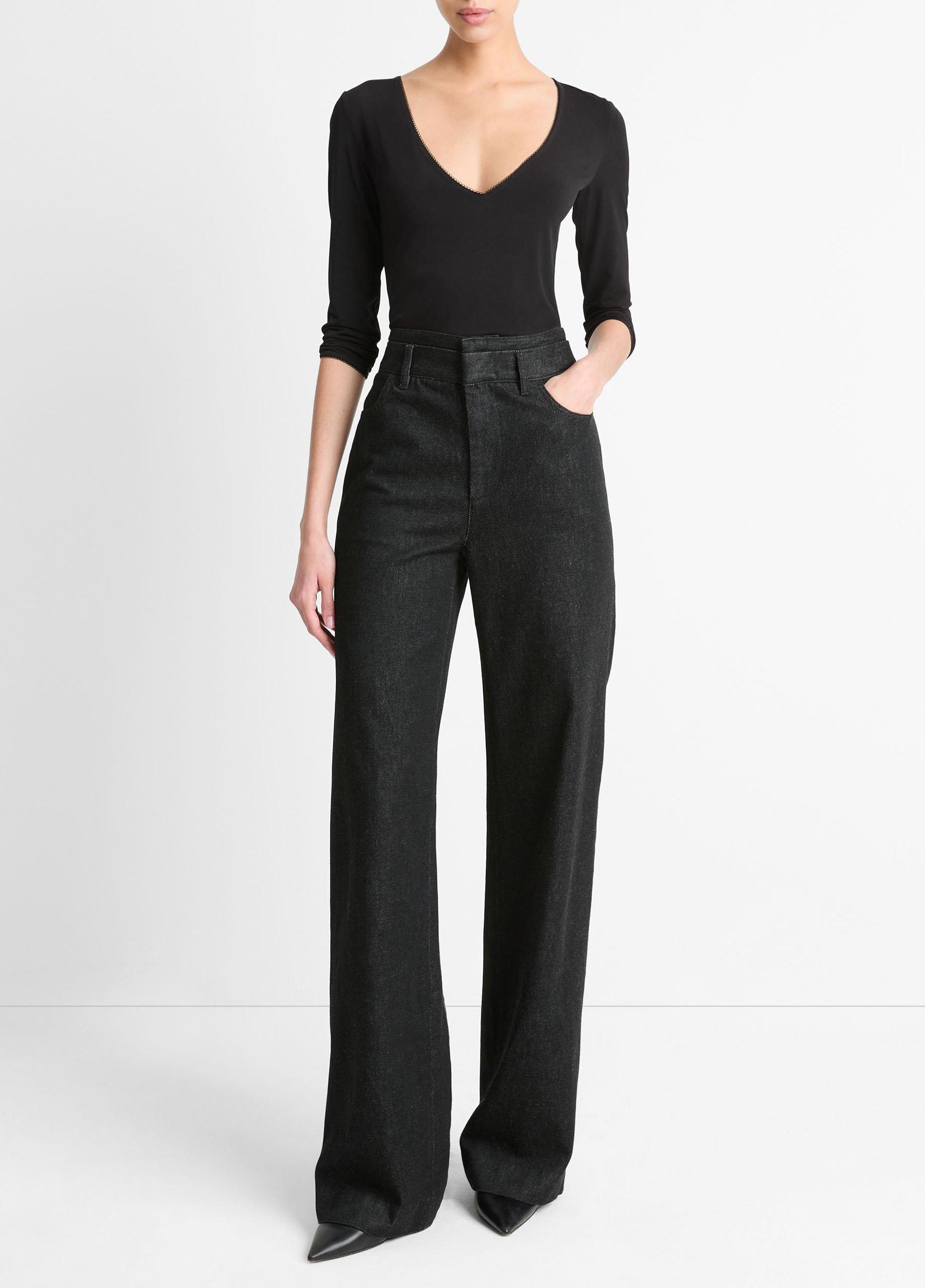 Lingerie-Trim Three-Quarter-Sleeve Top Product Image