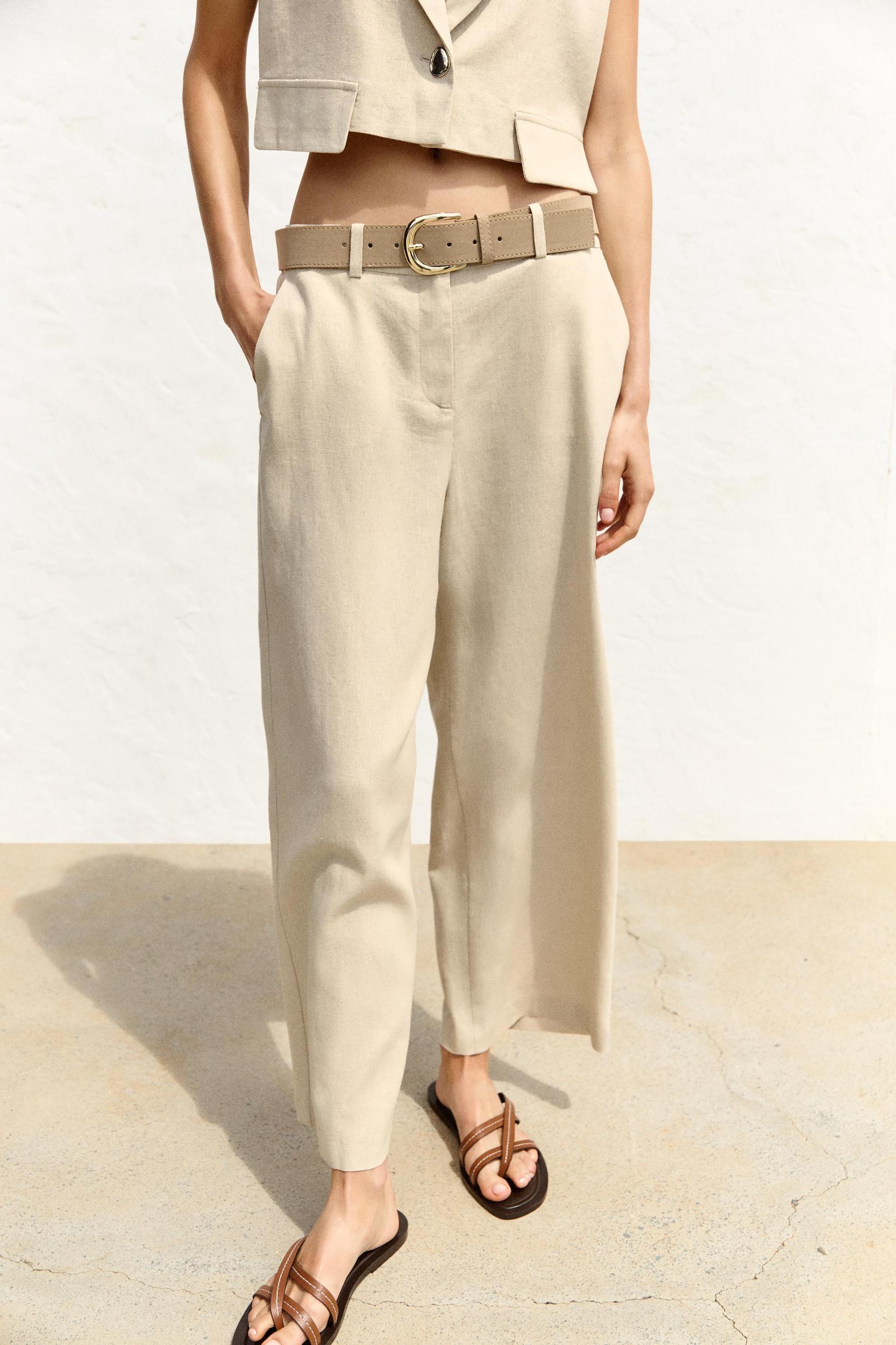 LINEN CULOTTES WITH BELT Product Image