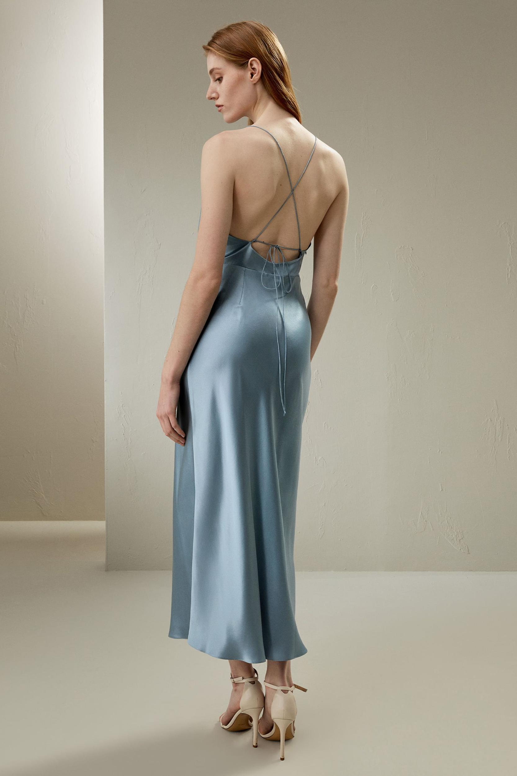 LILYSILK Silk Maxi Dress - for Women - Navy Blue Pure Silk - Skin Friendly Plunging V-Neck Dress 6 Product Image