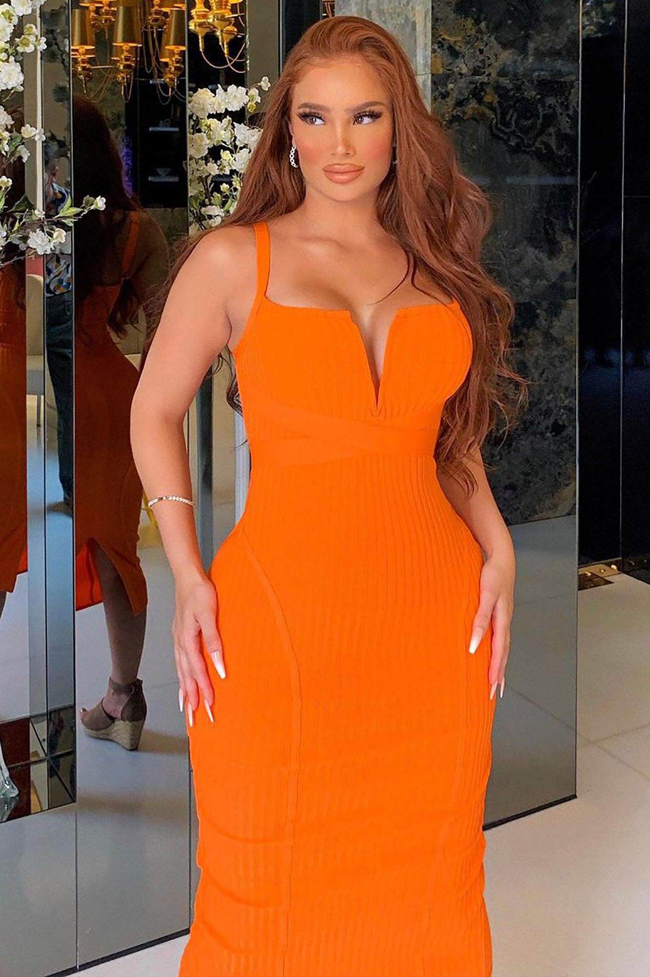Misty Bandage Midi Dress - Orange Product Image