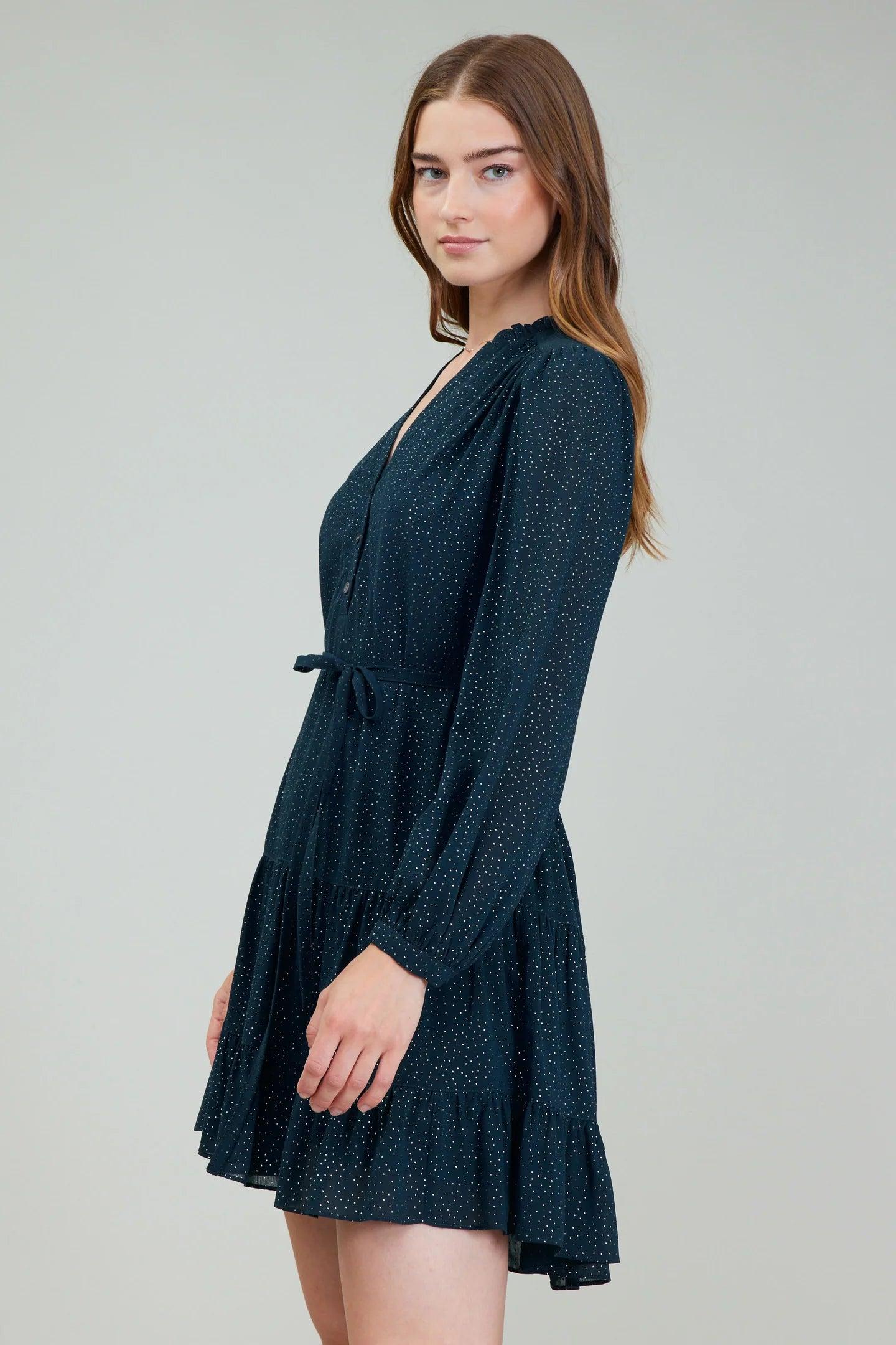 Ruffled Front Tiered Midi Dress Product Image