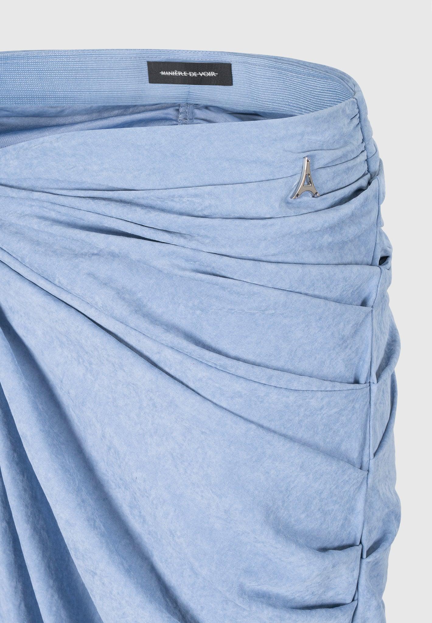 Asymmetric Drape Midaxi Skirt - Blue Female Product Image