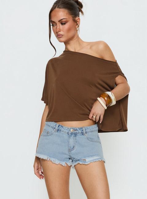 Posse Distressed Micro Denim Shorts Light Blue Wash Product Image