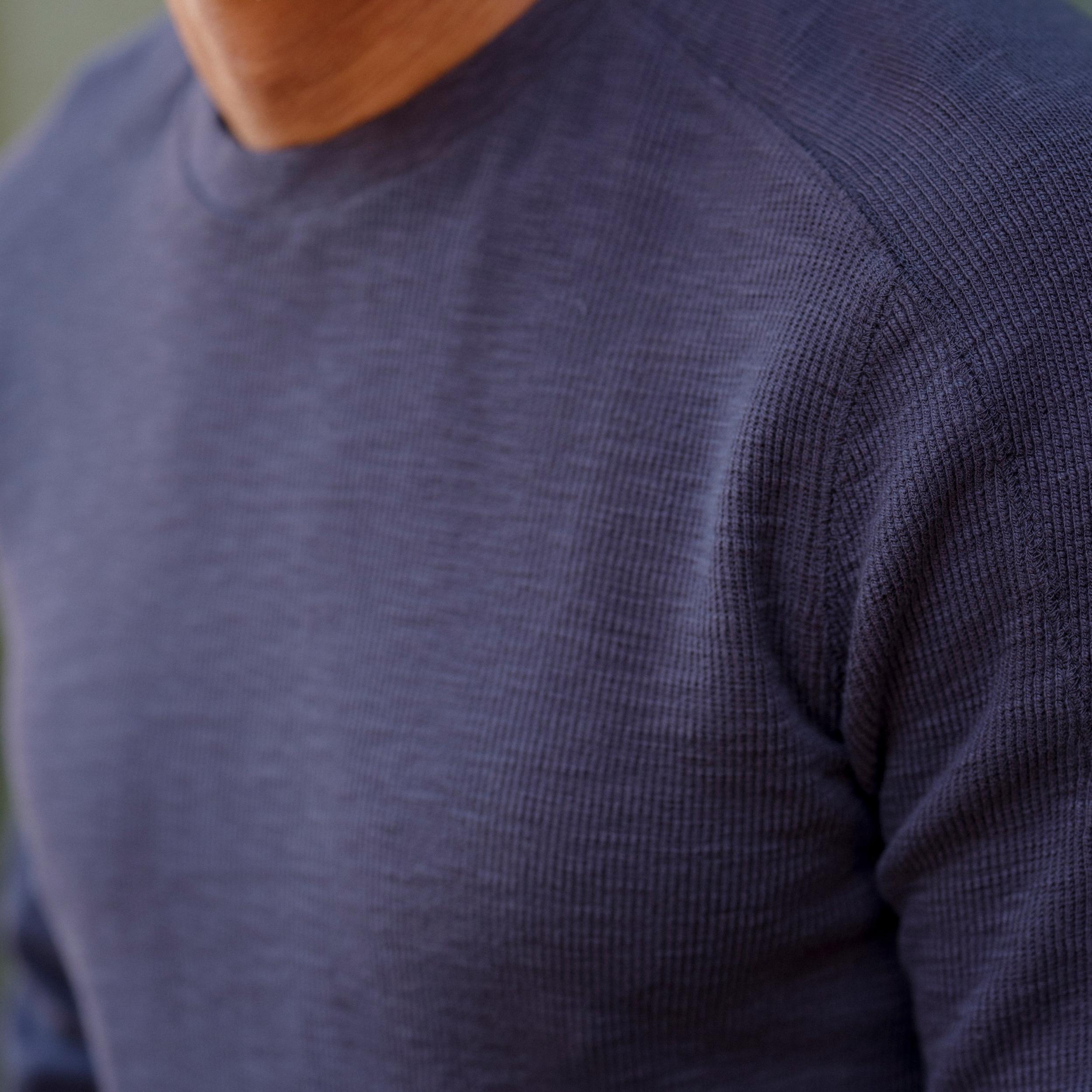 Clint Waffle Cotton Crew - Dark Navy Product Image