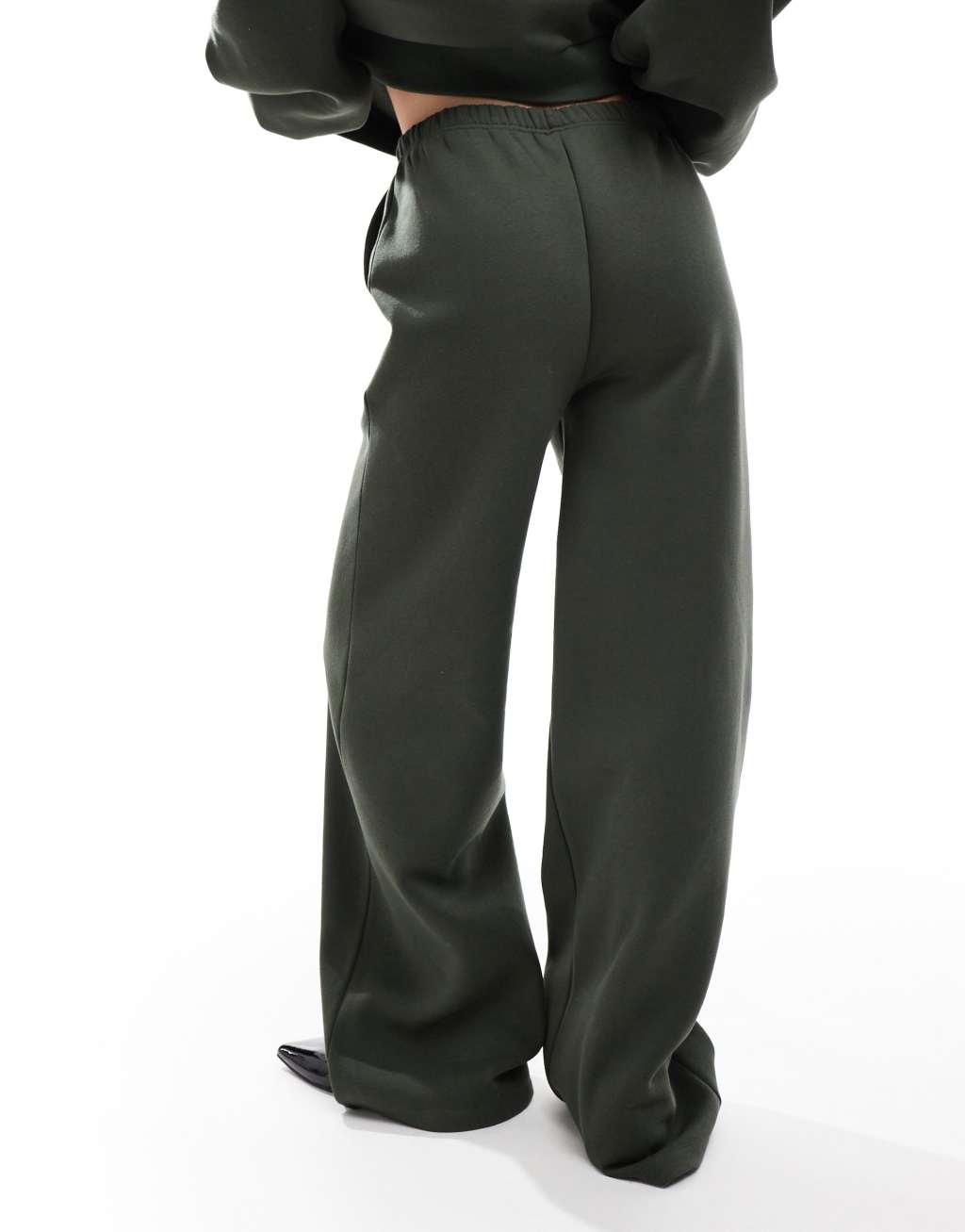 ASOS DESIGN wide leg sweatpants in green - part of a set Product Image