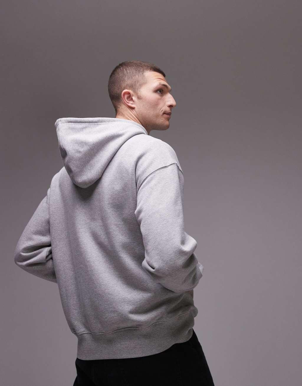 ARKET relaxed terry hoodie in gray melange Product Image