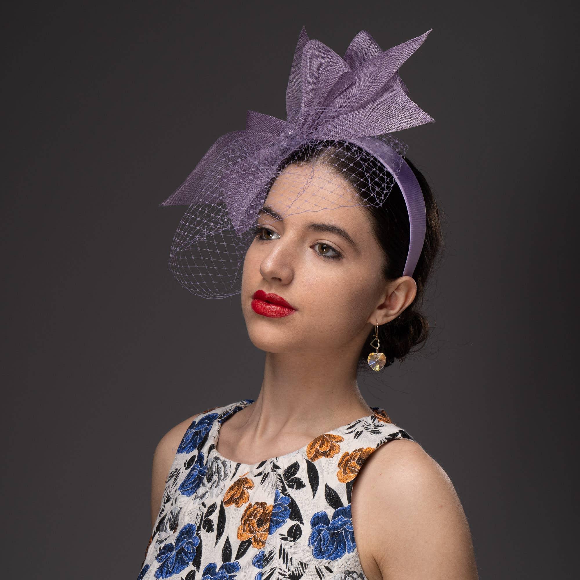 Large Sinamay Bow And French Veil Fascinator Product Image