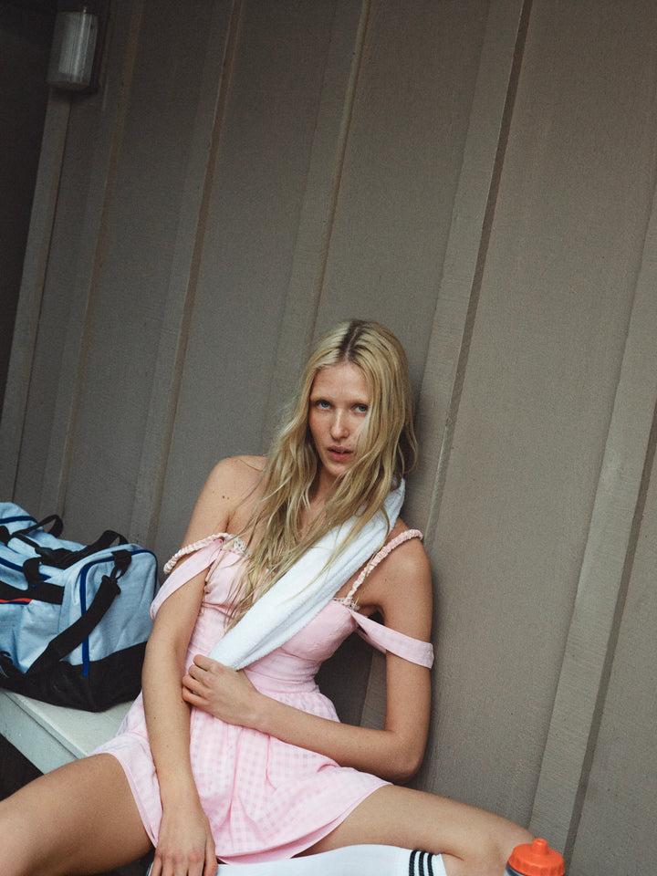 Ginny Gingham Mini Dress — Pink Product Image