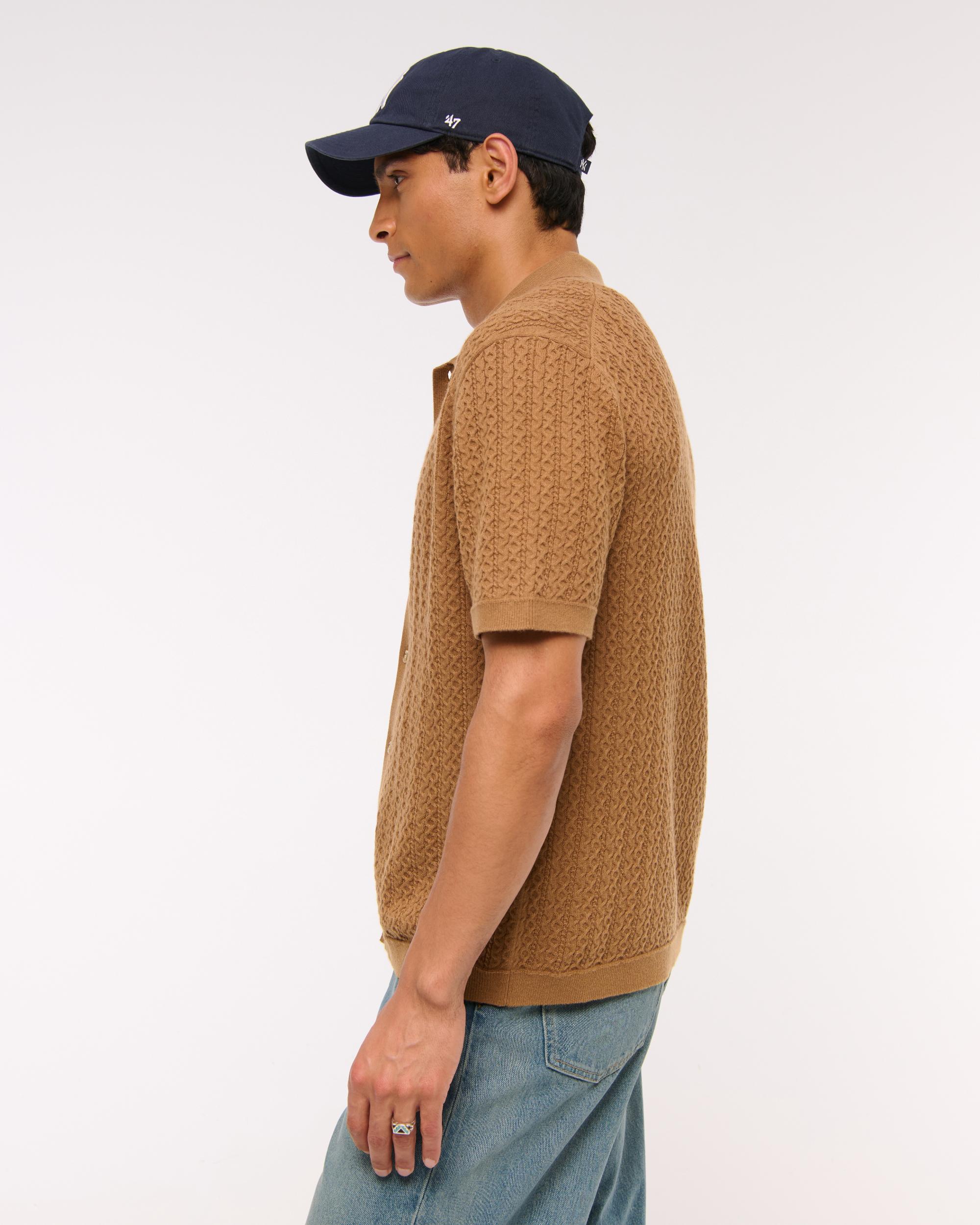 Cable Button-Through Sweater Polo Product Image