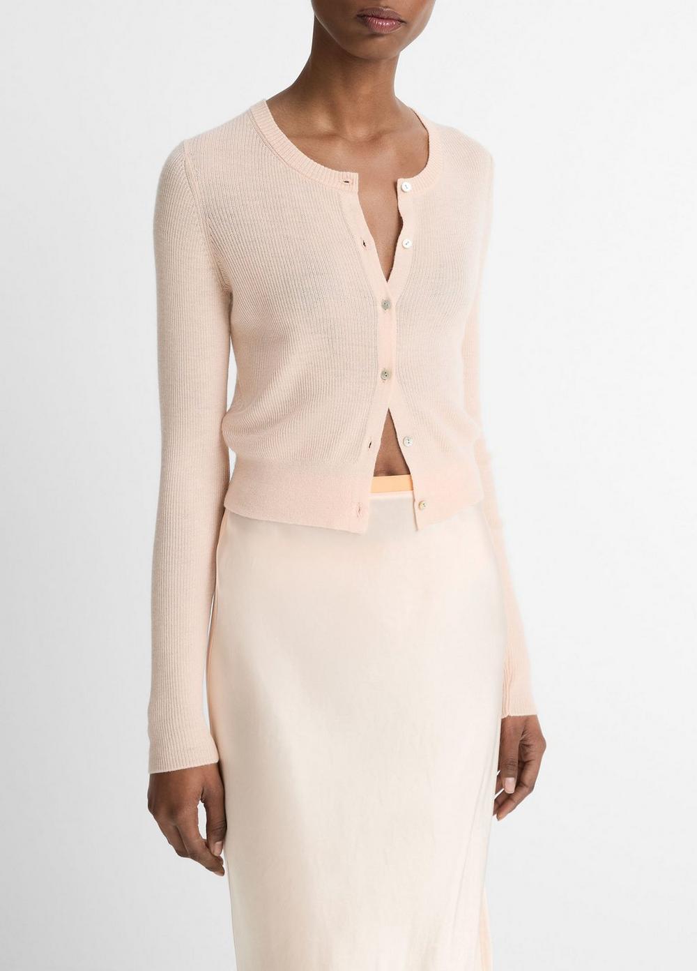 Ribbed Cashmere-Silk Slim Cardigan Product Image