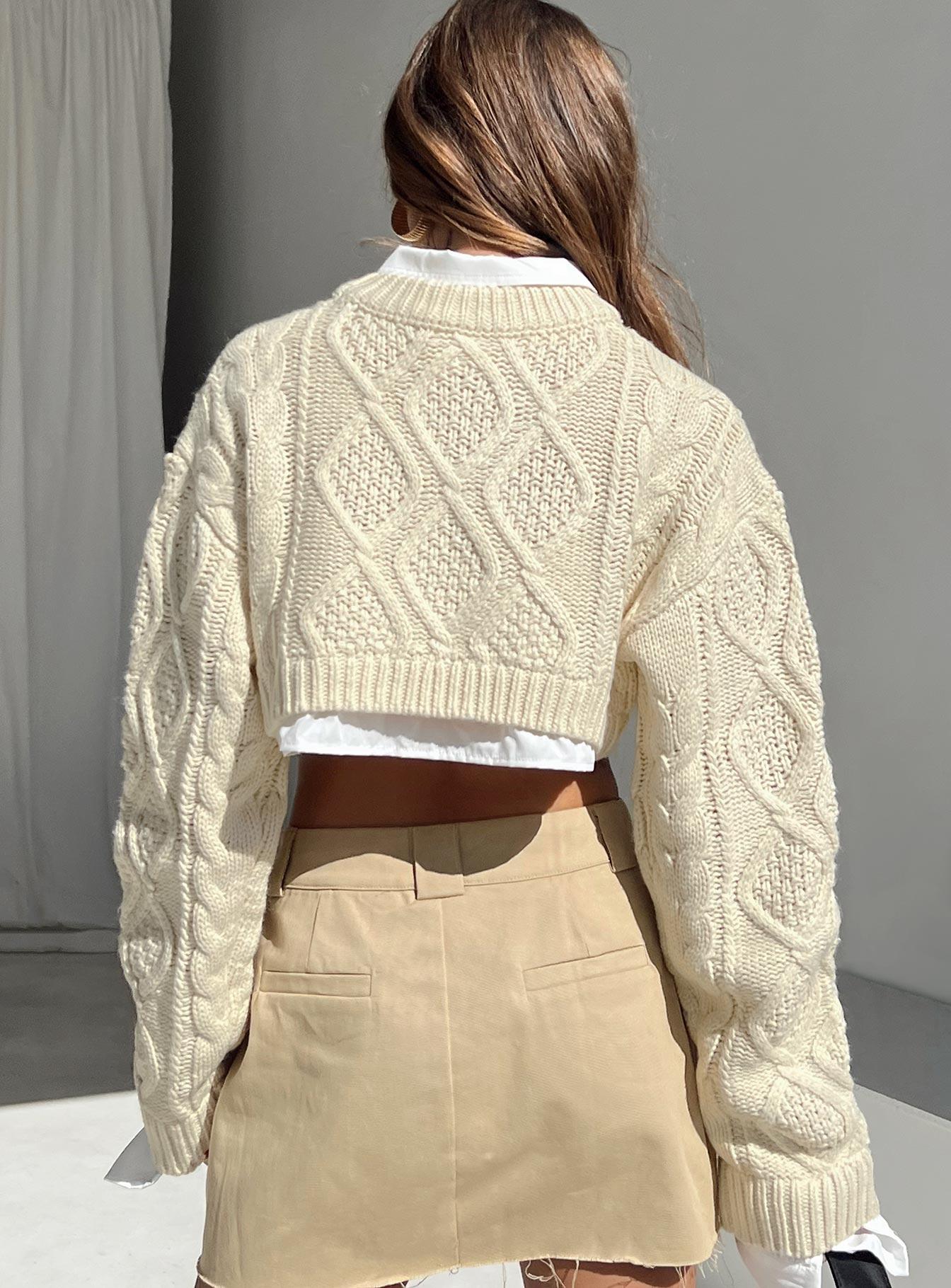 Sonny Cropped Sweater Cream Product Image