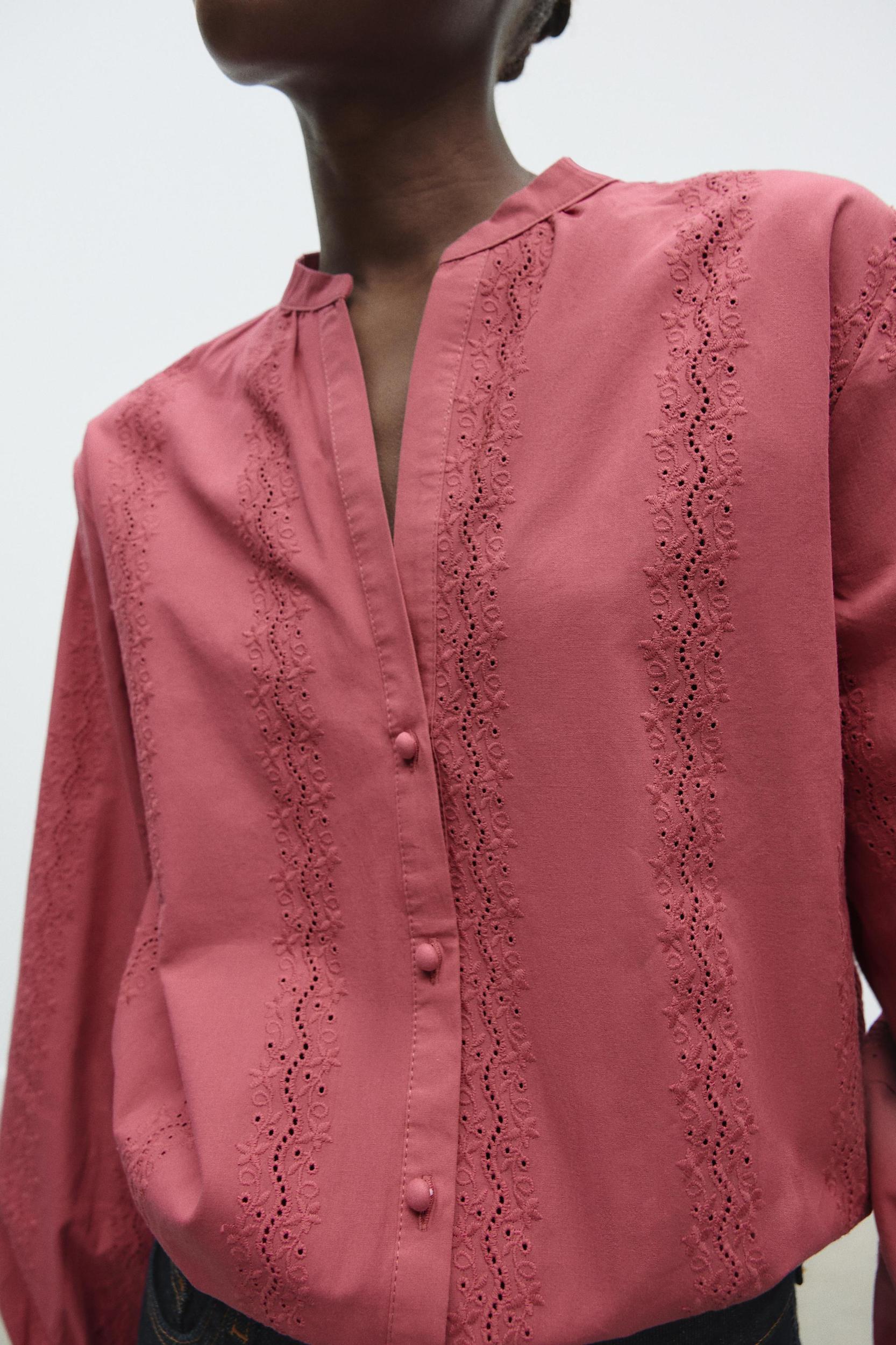 EMBROIDERED EYELET BLOUSE Product Image