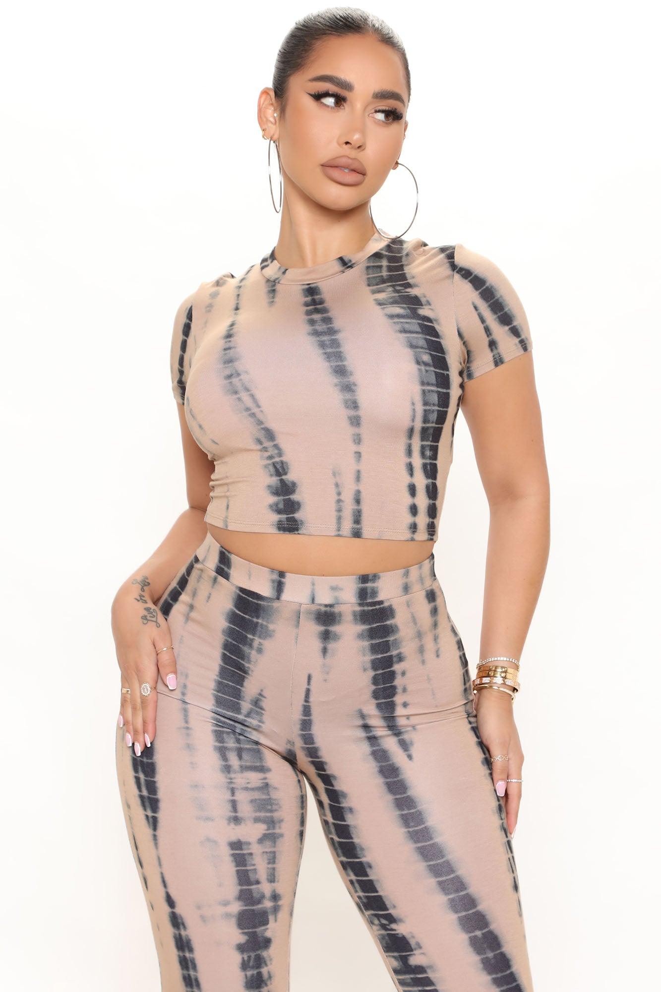 Jazmin Tie Dye Pant Set 33 - Taupe Product Image