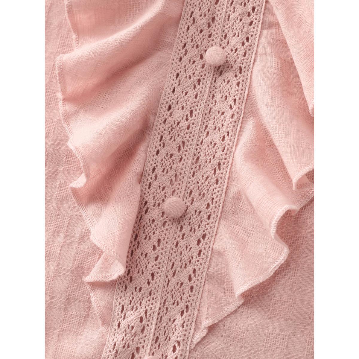 Plus Size Nudepink Textured Ruffled V-Neck Blouse Women Timeless Long Sleeve V-neck Elegant Blouses BloomChic 14-16/1X Product Image