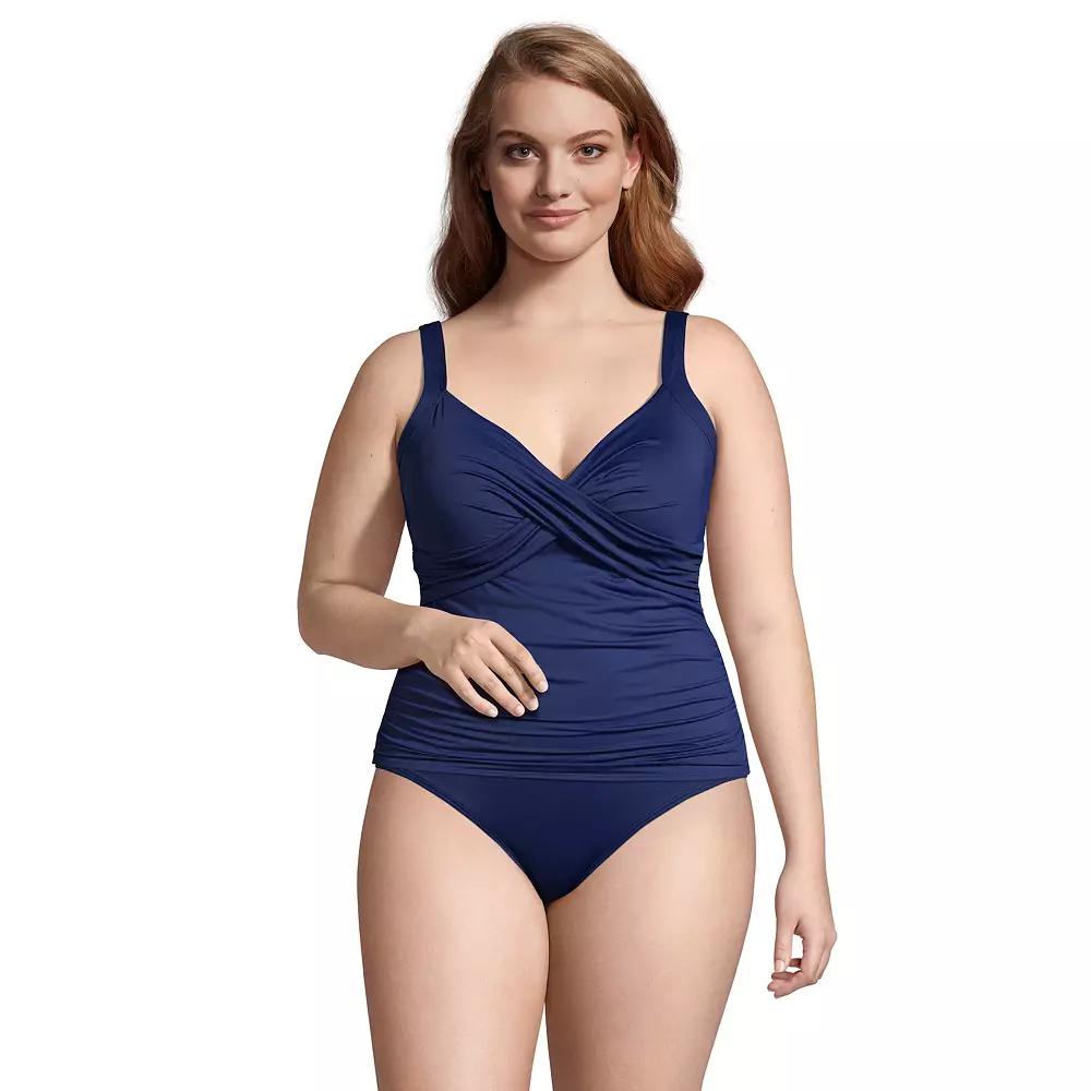 Plus Size Lands' End UPF 50 Wire-Free Surplice Tankini Top, Women's, Size: 16 W, Deep  Blue Product Image