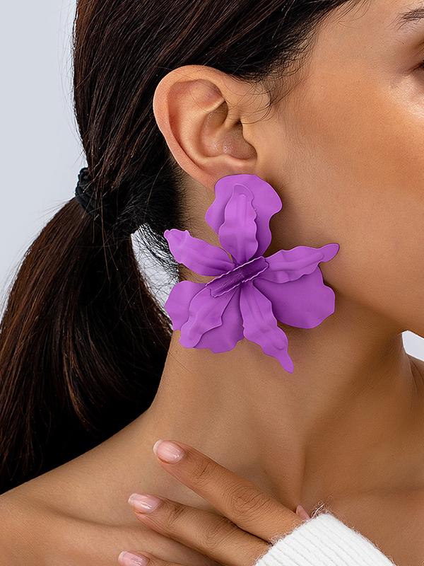 Flower Shape Solid Color Earrings Accessories Product Image