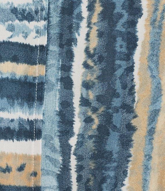 Ali Miles Petite Size Woven Linen Blend Abstract Stripe Round Neck Elbow Sleeve Sharkbite Hem Tunic Product Image