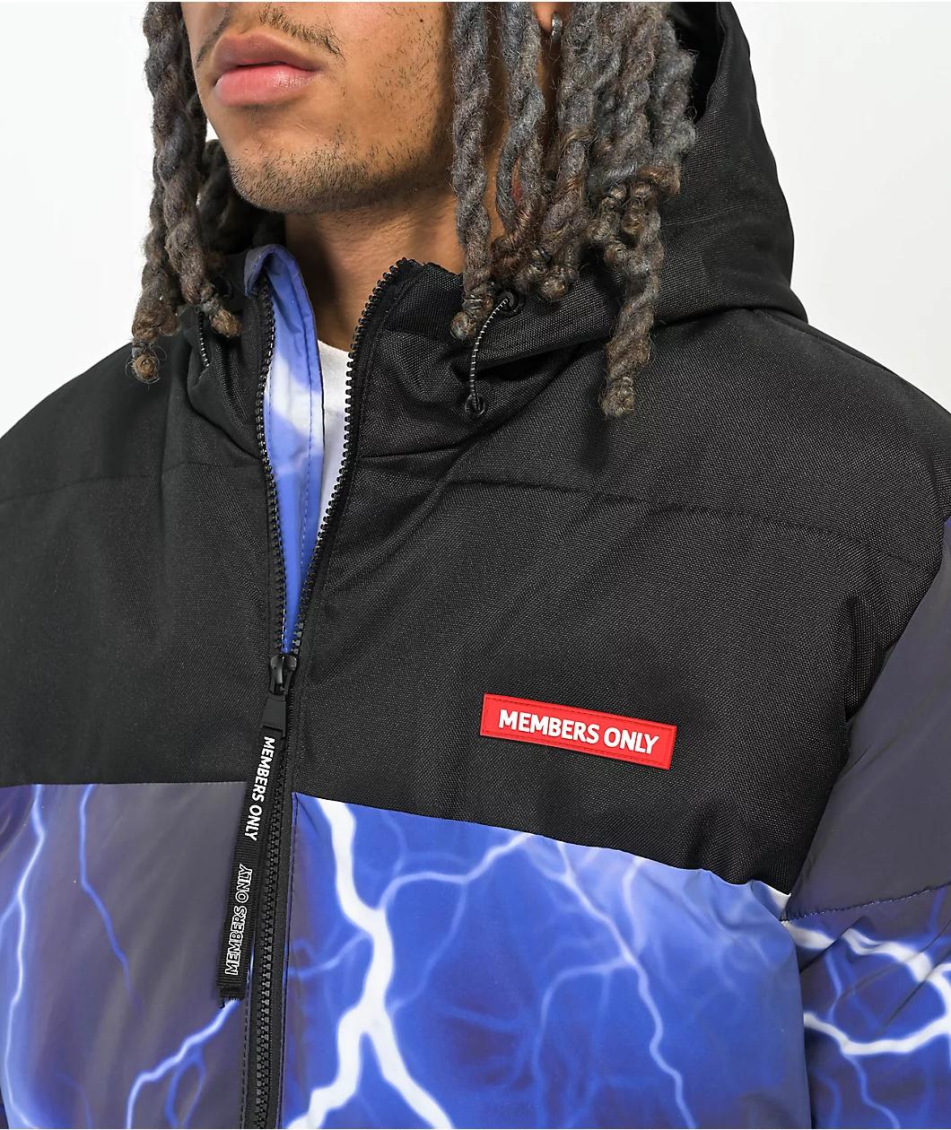 Members Only Lightning Blue Hooded Puffer Jacket Product Image