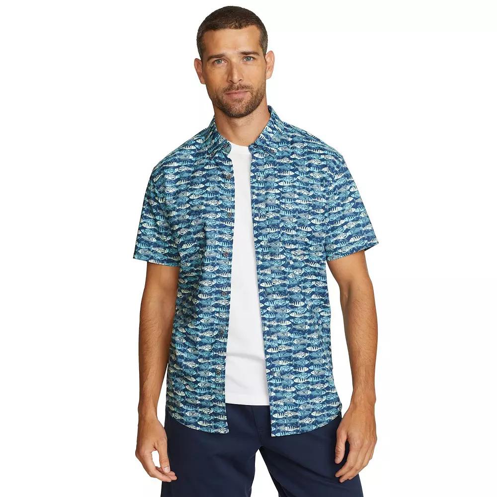 Men's Eddie Bauer Baja Print Short Sleeve Button-Down Shirt, Size: XL, Blue Product Image