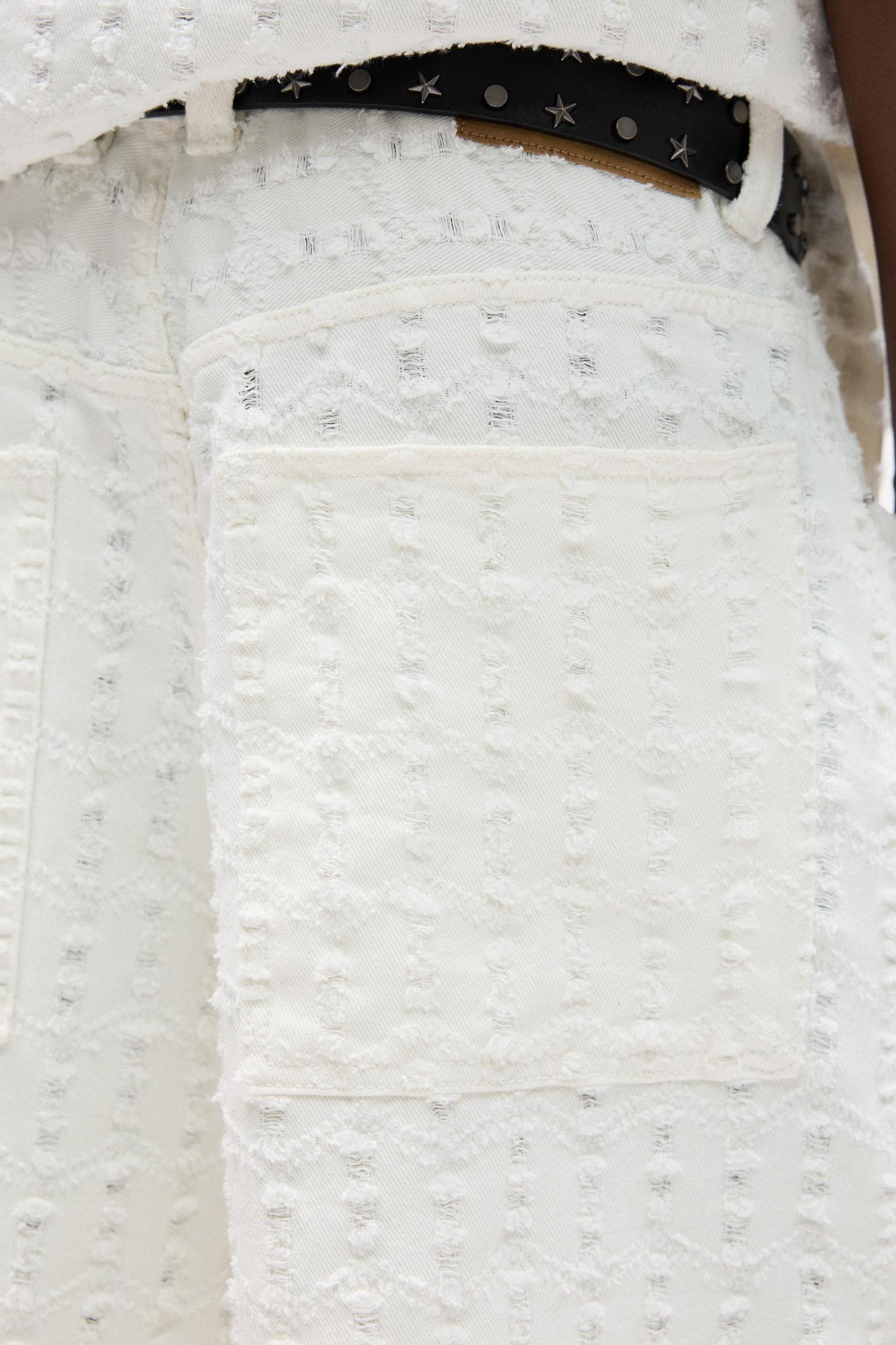 Textured baggy denim Bermuda shorts Product Image