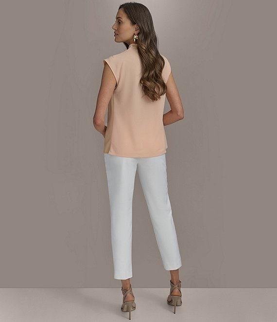 Donna Karan Mixed Media Cowl Neck Cap Sleeve Top Product Image