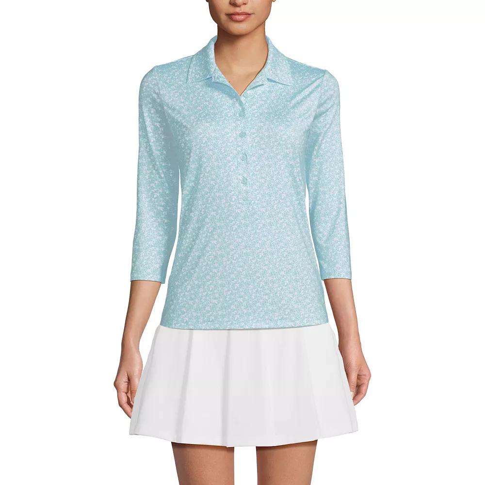 Women's Lands' End 3/4 Sleeve Active Polo Shirt, Size: Large, Julep Phlox Floral Product Image