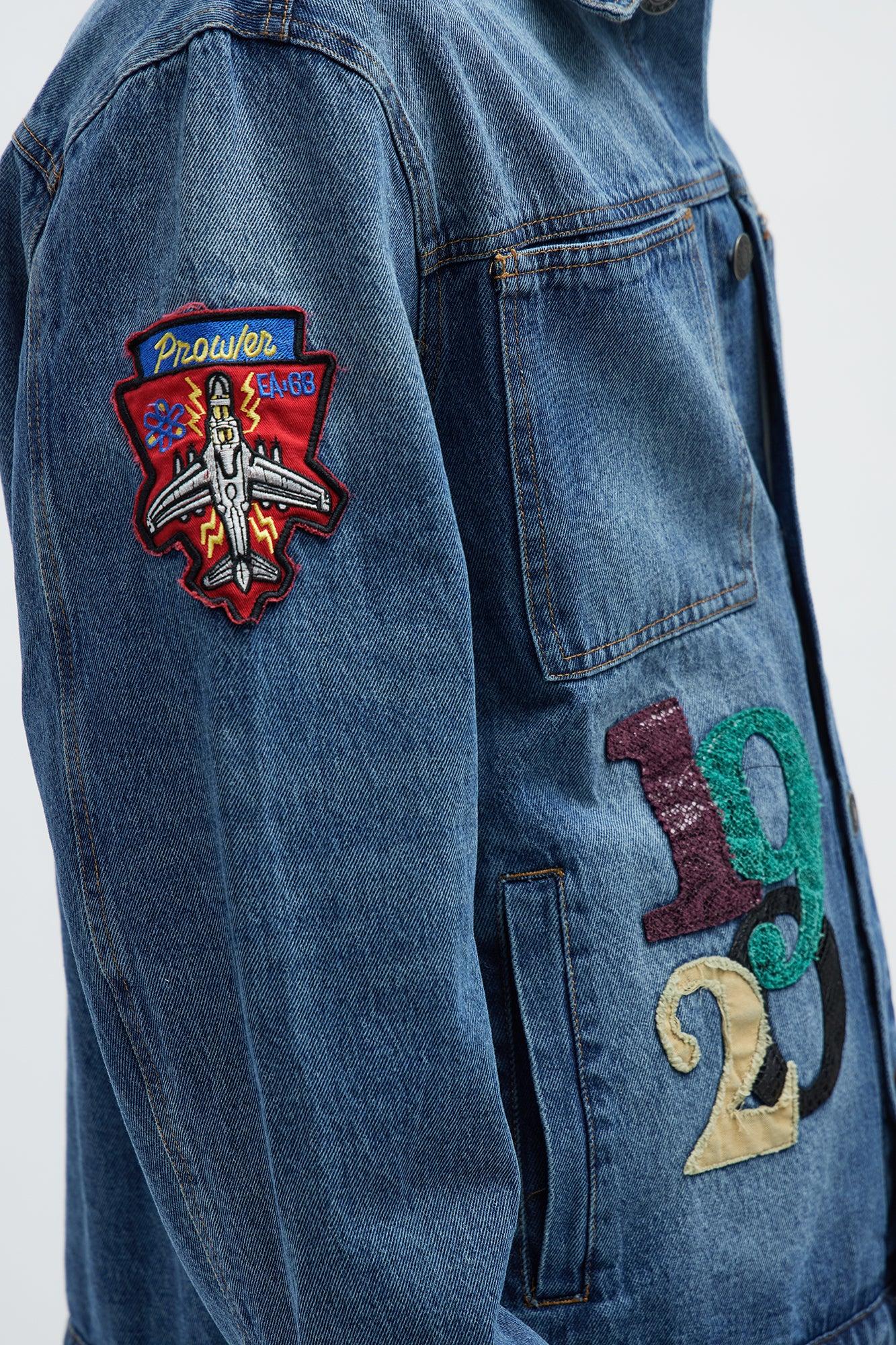 Been About It Freedom Patched Trucker Jacket - Medium Blue Wash Male Product Image