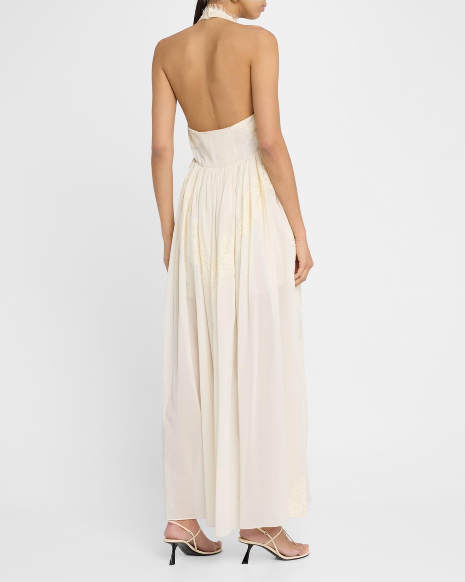Cambrie Lace Halter Maxi Dress Product Image