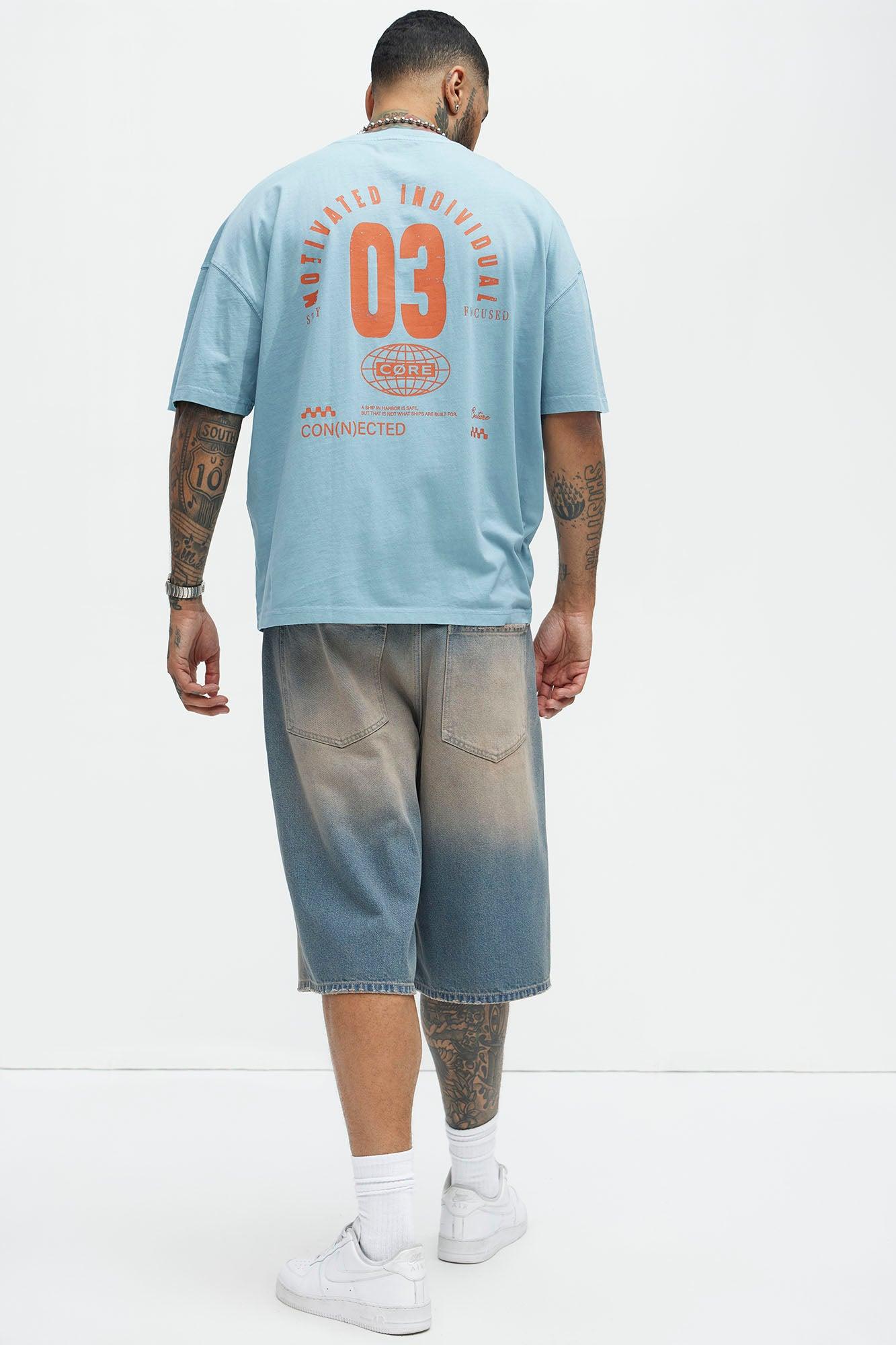Motivated Individual Oversized Short Sleeve Tee - Light Blue Product Image