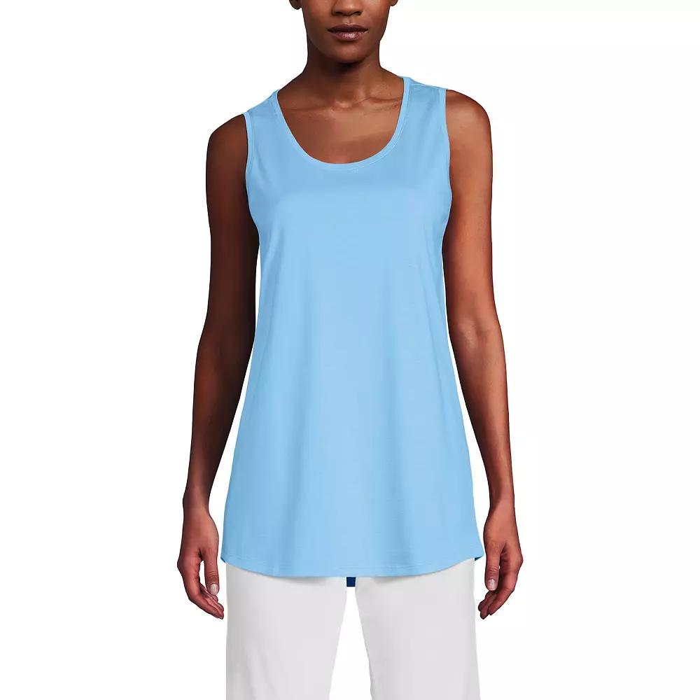 Petite Lands' End Supima Cotton Scoopneck Tunic Tank Top, Women's, Size: Large Petite, Bermuda Blue Product Image