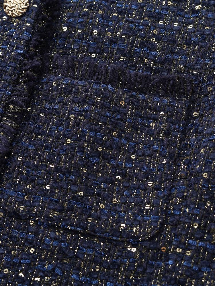 Wool Blend Tweed Square Neck Women Crop Jacket Product Image