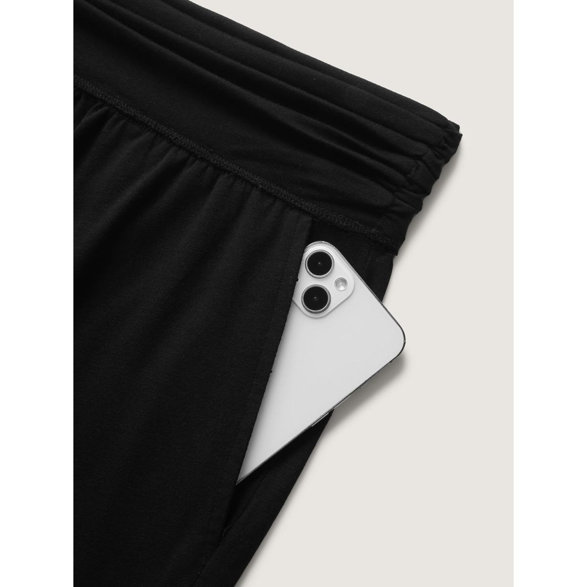 Plus Size Wide Waist Sheer Lace Wide-Leg Pants Women Black Casual Loose Mid Rise Casual Pants BloomChic 22-24/3X Product Image