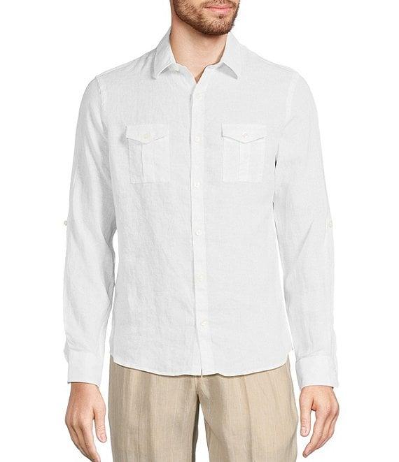 Murano Baird McNutt Linen Solid Long-Sleeve Woven Shirt Product Image