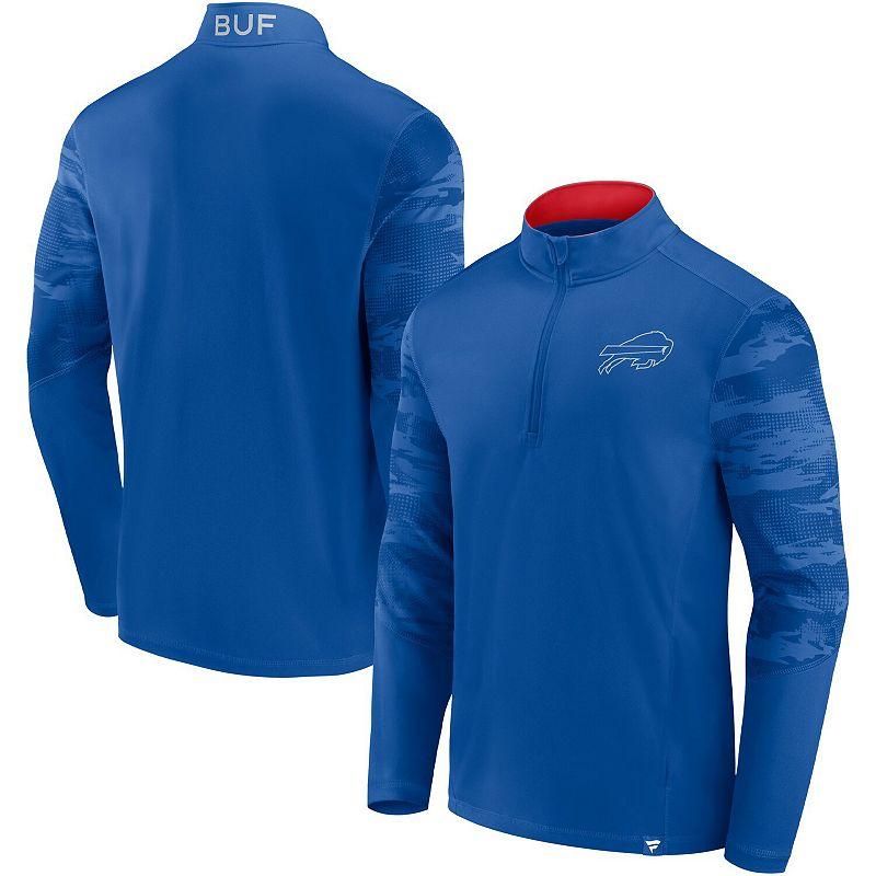 Men's Fanatics Branded Royal/Red Buffalo Bills Ringer Quarter-Zip Jacket, Size: 5XL, Blue Product Image