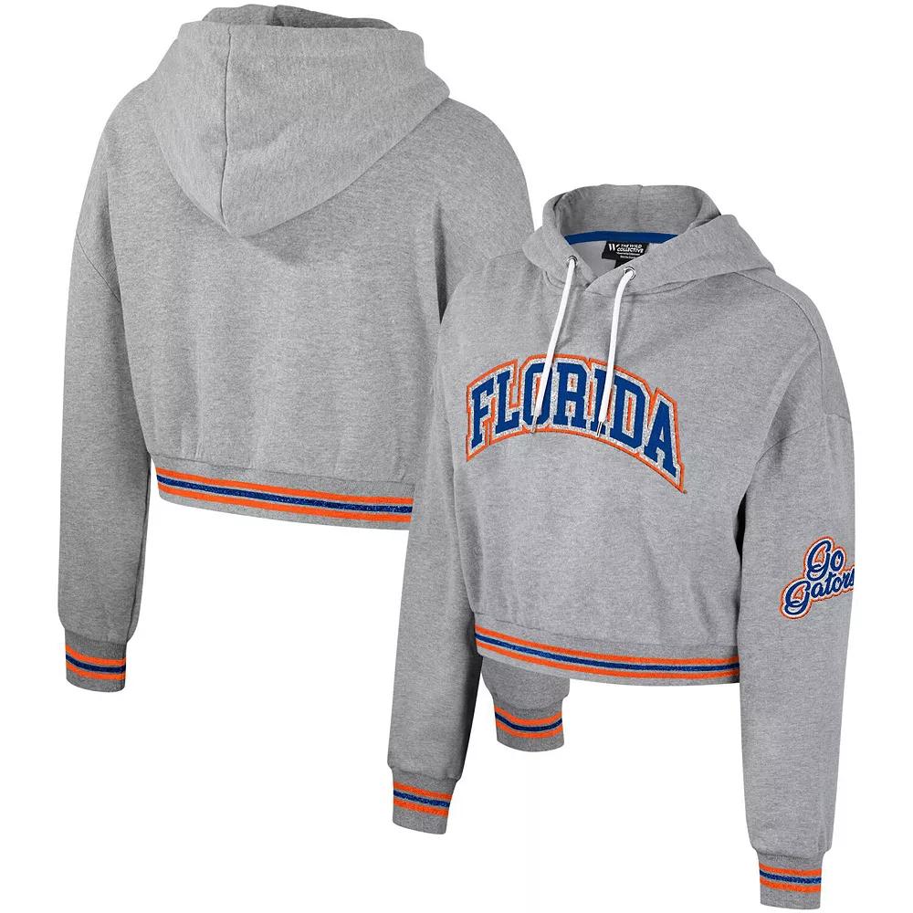 Women's The Wild Collective Heather Gray Florida Gators Cropped Shimmer Pullover Hoodie,  Product Image