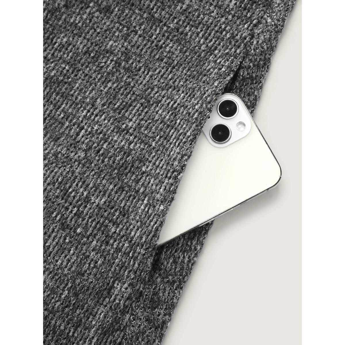 Plus Size Textured Stretchy Neck Tie-Up Midi Dress Black Women Leisure Tie knot Round Neck Extra Long Sleeve Curvy BloomChic 18-20/2X Product Image